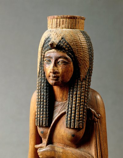 Holzstatue von Ahmes Nefertari, Frau von Amenhotep I, Detail, die Büste, Neues Reich, Dynastie XIX von Egyptian 19th Dynasty