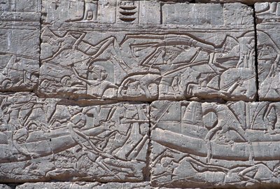 Das Seevolk, Seeschlacht von Ramses III., Medinet Habu, 1195-64 v. Chr. von Egyptian 20th Dynasty