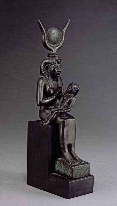 Die Göttin Isis, die den Säugling Horus stillt, Spätzeit von Egyptian 26th Dynasty