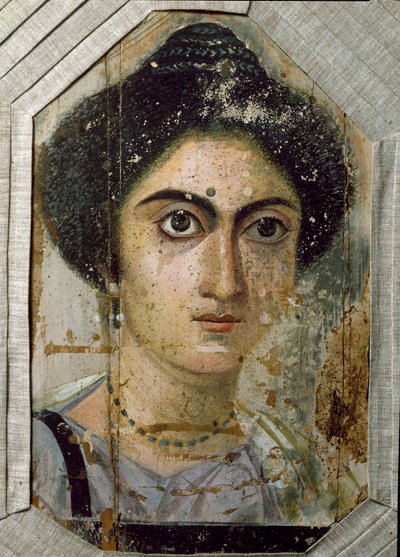 Ägyptische Antike: Totenporträt einer Frau. Malerei auf Holz. Ende des 2. Jahrhunderts. Aus Fayum, Ägypten. Florenz, Archäologisches Museum von Egyptian School