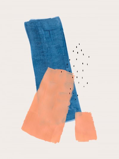 Blaue-Orange Abstrakte Formen von Ejaaz Haniff
