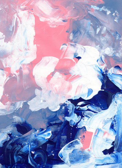 Träumendes Blau-Pink-Abstrakt von Ejaaz Haniff