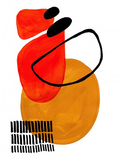 Moderner Rot-Orange Abstrakt von Ejaaz Haniff