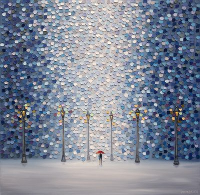 Spaziergang mit rotem Regenschirm von Ekaterina Ermilkina