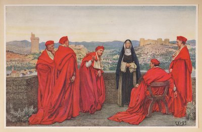 St. Katharina von Siena verhandelt mit Papst Gregor XI. im Namen der Florentiner. von Eleanor Fortescue Brickdale