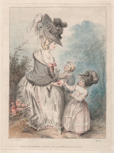 Dame mit einem Jungen und Mädchen im Garten von Elias Martin