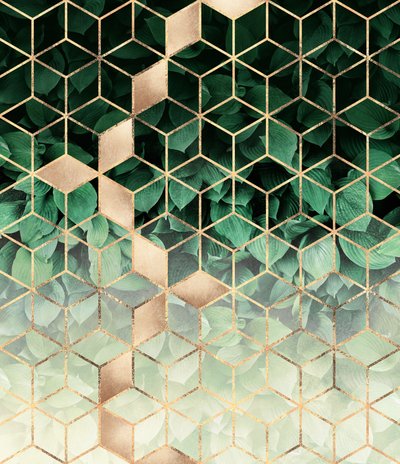 Grün-Goldene Geometrische Blätter von Elisabeth Fredriksson