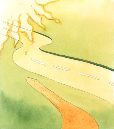 Die neue Straße, die gebaut wird, repräsentiert den Weg, der noch nie zuvor von dem Paar beschritten wurde, das nun ein von Gott verbundenes Ehepaar geworden ist, 2005 von Elizabeth Wang