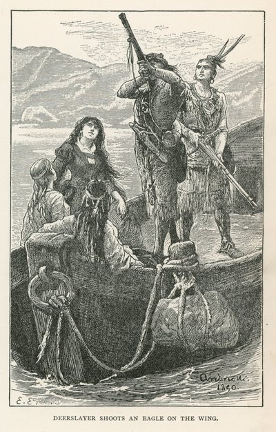 Deerslayer schießt einen Adler im Flug (Gravur) von Elviro Michael Andriolli
