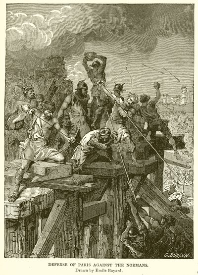Verteidigung von Paris gegen die Normannen von Emile Antoine Bayard