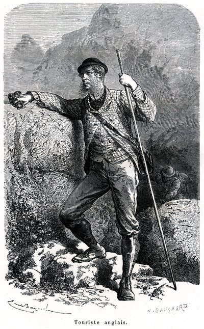Porträt eines englischen Touristen von Emile Bayard - Tourismus im 19. Jahrhundert - Illustration des Buches „Mœurs et Caractères des Peuples“, Ausgabe 1884 von Emile Antoine Bayard