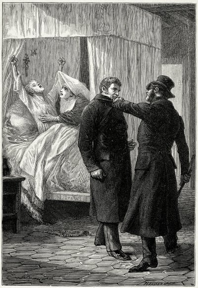 Victor Hugo „Les Misérables“: Jean Valjean, der unter dem Namen Monsieur Madeleine reich wurde, tut Gutes um sich herum. Aber sein Feind, der Polizeikommissar Javert, verdächtigt seine Identität und verhaftet ihn schließlich, während Fantine (Cosettes Mutt von Emile Antoine Bayard