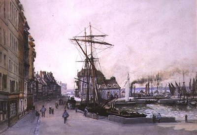 Der Kai in Honfleur von Emile Antoine Francois Herson