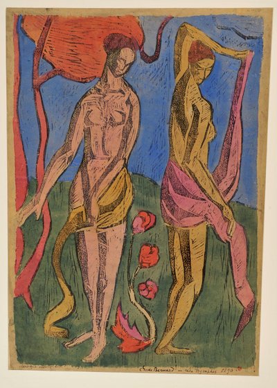 Die Nymphen: Badende mit roten Blumen von Emile Bernard