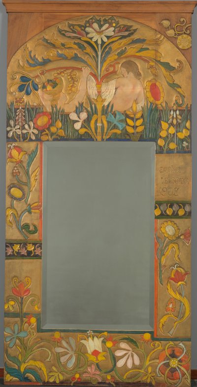 Spiegelrahmen dekoriert mit Pflanzen, Blumen und zwei Frauenfiguren von Emile Bernard
