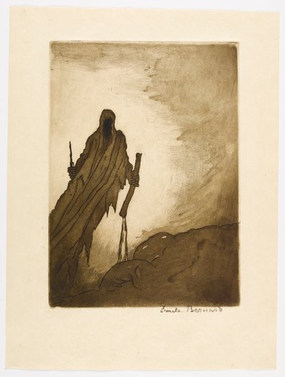 Nr. 11 - „Als der Schleier sich teilte, gab er in zwei Händen zu sehen / Einen Stock, einen vom Wege gerissenen Stein, / Dann einen langen Nagel, einem Türriegel gleich.“ von Emile Bernard