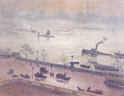 Morgendliche Lichtreflexion auf der Themse in London von Emile Claus