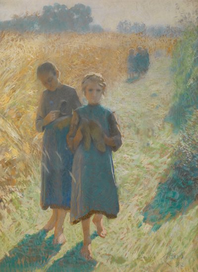 Mädchen auf dem Feld von Emile Claus