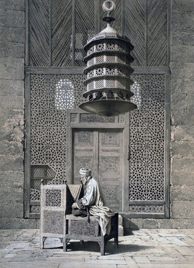 Moschee des Grabmals von Sultan Barqouq, Kairo, Ägypten: die Tür zum Grab von Emile Prisse d