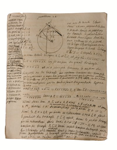 Probleme in Geometrie und Mathematik, um 1735-1740 von Emilie du Chatelet