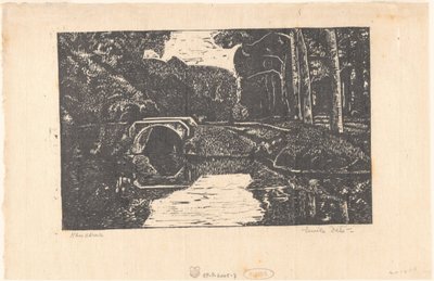 Brücke über einen Graben im Wald von Emilius Wilhelmus Dehé (signed by artist)