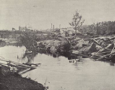 Burnley Brücke, über den Yarra, nach den Überschwemmungen im Juli 1891 von English Photographer