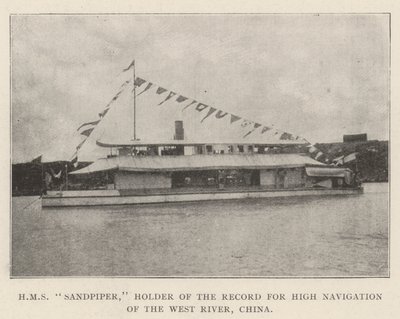 HMS Sandpiper, Inhaberin des Rekords für die Hochseeschifffahrt auf dem Westfluss, China von English Photographer