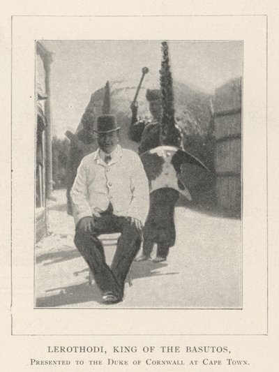 Lerothodi, König der Basutos, dem Herzog von Cornwall in Kapstadt vorgestellt von English Photographer