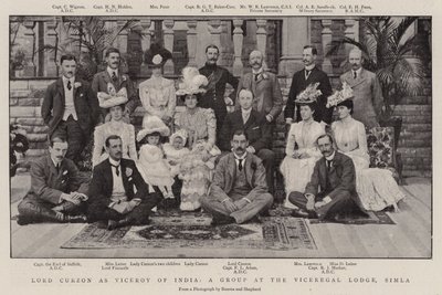 Lord Curzon als Vizekönig von Indien, eine Gruppe in der Vizeköniglichen Lodge, Simla von English Photographer