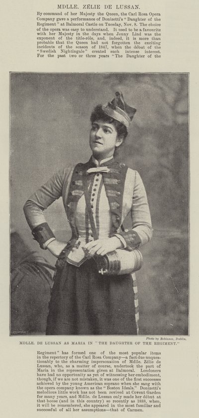 Mademoiselle de Lussan als Maria in Die Tochter des Regiments von English Photographer