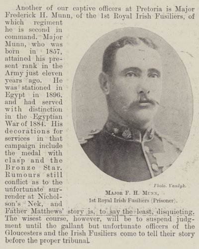 Major F. H. Munn, 1. Royal Irish Fusiliers (Gefangener) von English Photographer
