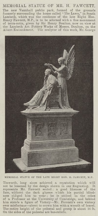 Denkmalstatue von Mr. H. Fawcett von English Photographer