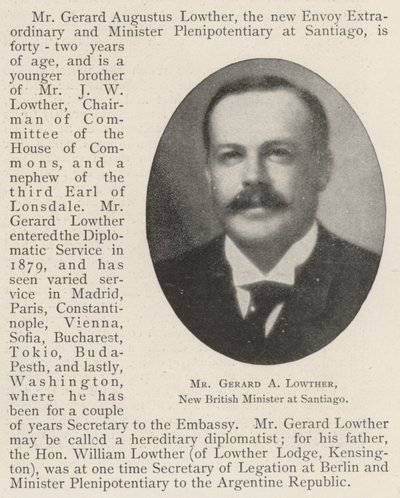 Mr Gerard A Lowther, neuer britischer Minister in Santiago von English Photographer