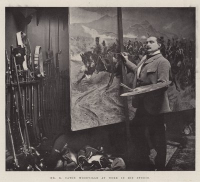 Mr. R. Caton Woodville bei der Arbeit in seinem Studio von English Photographer