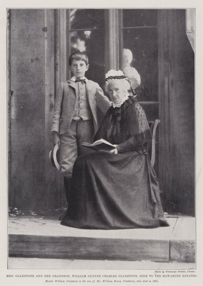 Mrs Gladstone und ihr Enkel, William Glynne Charles Gladstone, Erbe der Hawarden Estates von English Photographer