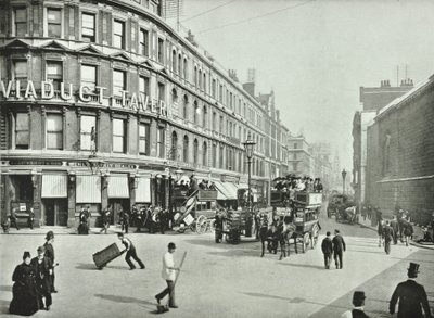 Newgate Street, Blick nach Osten von Old Bailey, City of London, 1890 von English Photographer