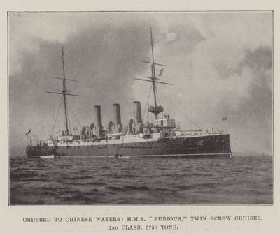 Befehl nach chinesischen Gewässern, HMS Furious, Doppelschrauben-Kreuzer, 2. Klasse, 5750 Tonnen von English Photographer