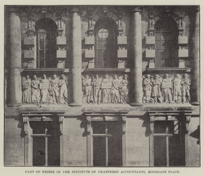 Teil des Frieses des Institute of Chartered Accountants, Moorgate Place von English Photographer