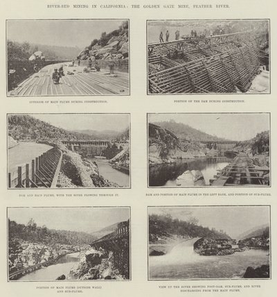 Flussbett-Bergbau in Kalifornien, die Golden Gate Mine, Feather River von English Photographer