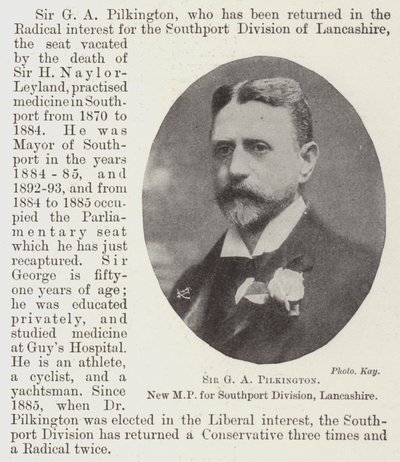 Sir G A Pilkington, neuer MP für die Southport Division, Lancashire von English Photographer