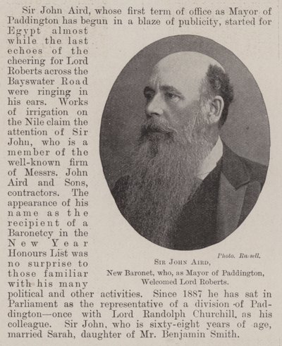 Sir John Aird, neuer Baronet, der als Bürgermeister von Paddington Lord Roberts willkommen hieß von English Photographer