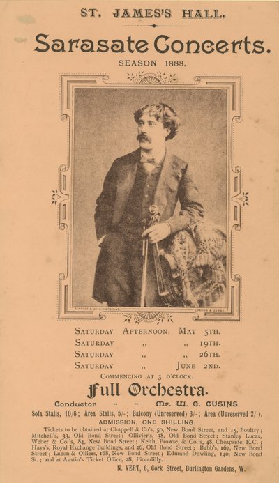 St Jamess Hall Sarasate Konzerte von English Photographer