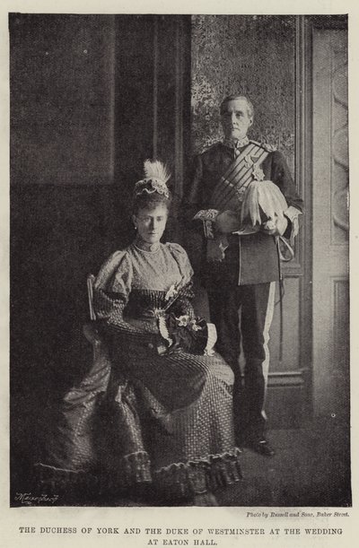 Die Herzogin von York und der Herzog von Westminster bei der Hochzeit in Eaton Hall von English Photographer