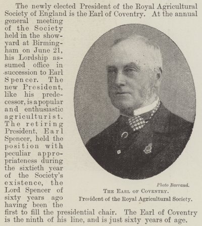 Der Earl of Coventry, Präsident der Royal Agricultural Society von English Photographer