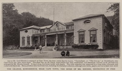 The Grange, Rondebosch, nahe Kapstadt, das Zuhause von Mr. Rhodes, durch Feuer zerstört von English Photographer