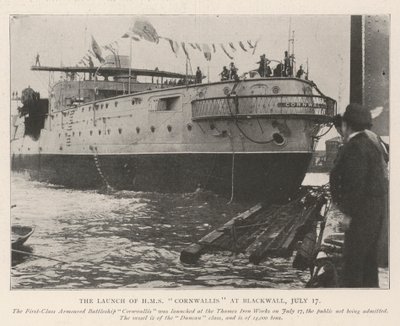 Der Stapellauf der HMS Cornwallis in Blackwall, 17. Juli von English Photographer