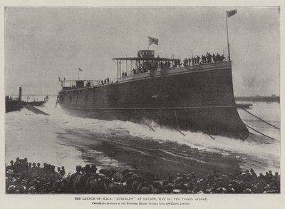 Der Stapellauf der HMS Euryalus in Barrow, 20. Mai, das Schiff schwimmt von English Photographer