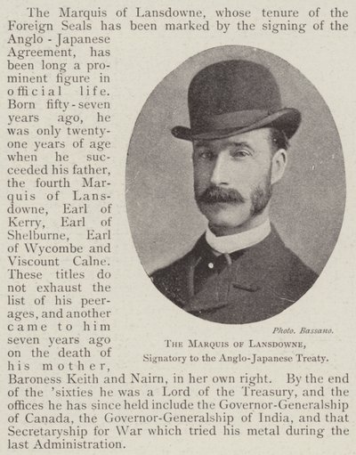 Der Marquis von Lansdowne, Unterzeichner des Anglo-Japanischen Vertrags von English Photographer