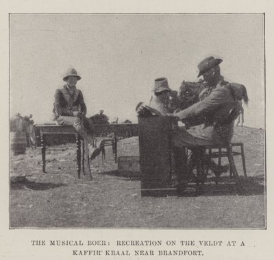 Der musikalische Bure, Erholung auf dem Veldt bei einem Kaffer-Kraal in der Nähe von Brandfort von English Photographer