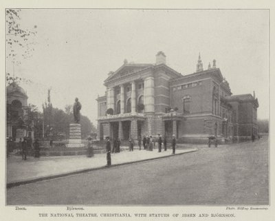 Das Nationaltheater in Christiania mit Statuen von Ibsen und Bjornson von English Photographer